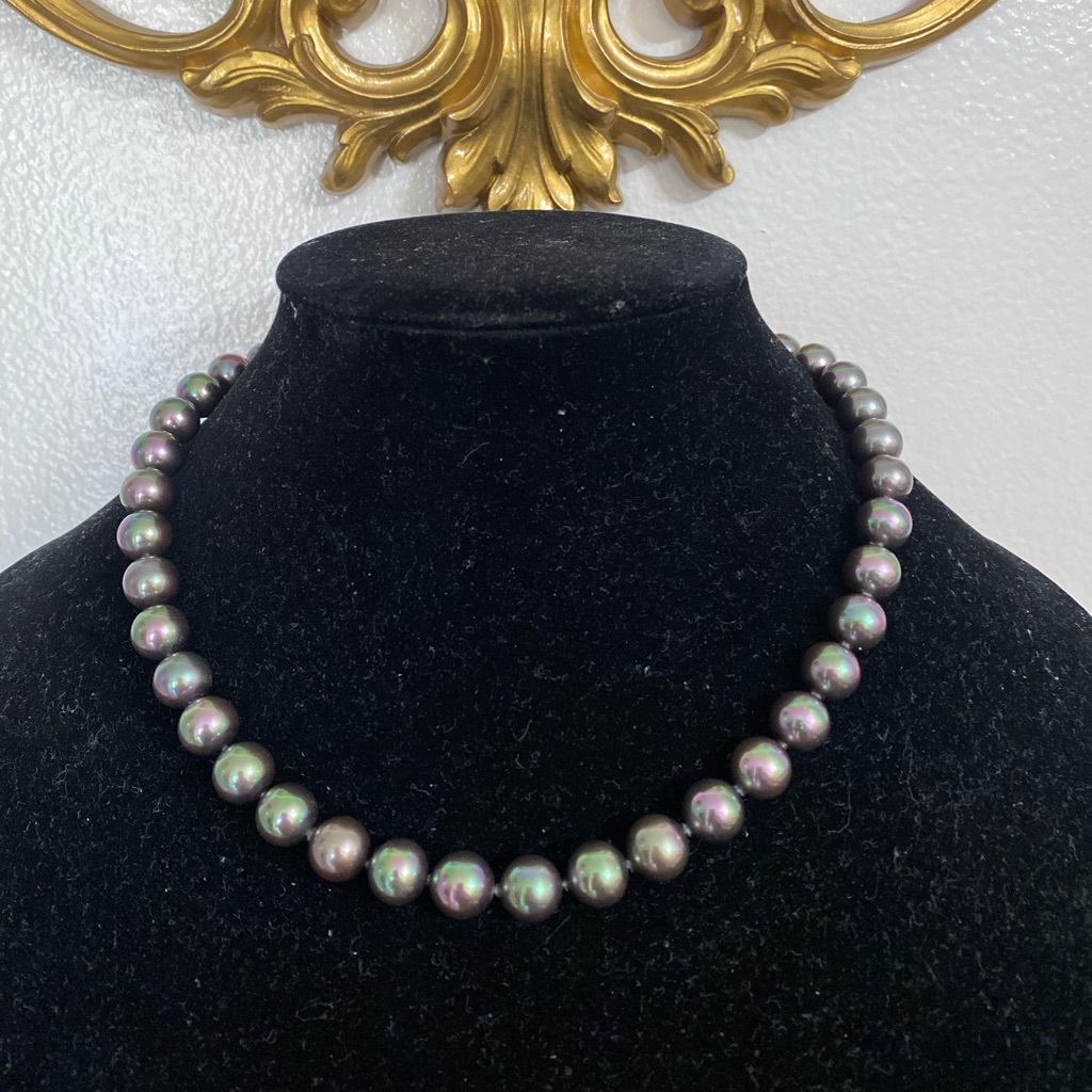 Majorica 925 Sterling Silver Large Pearl Necklace